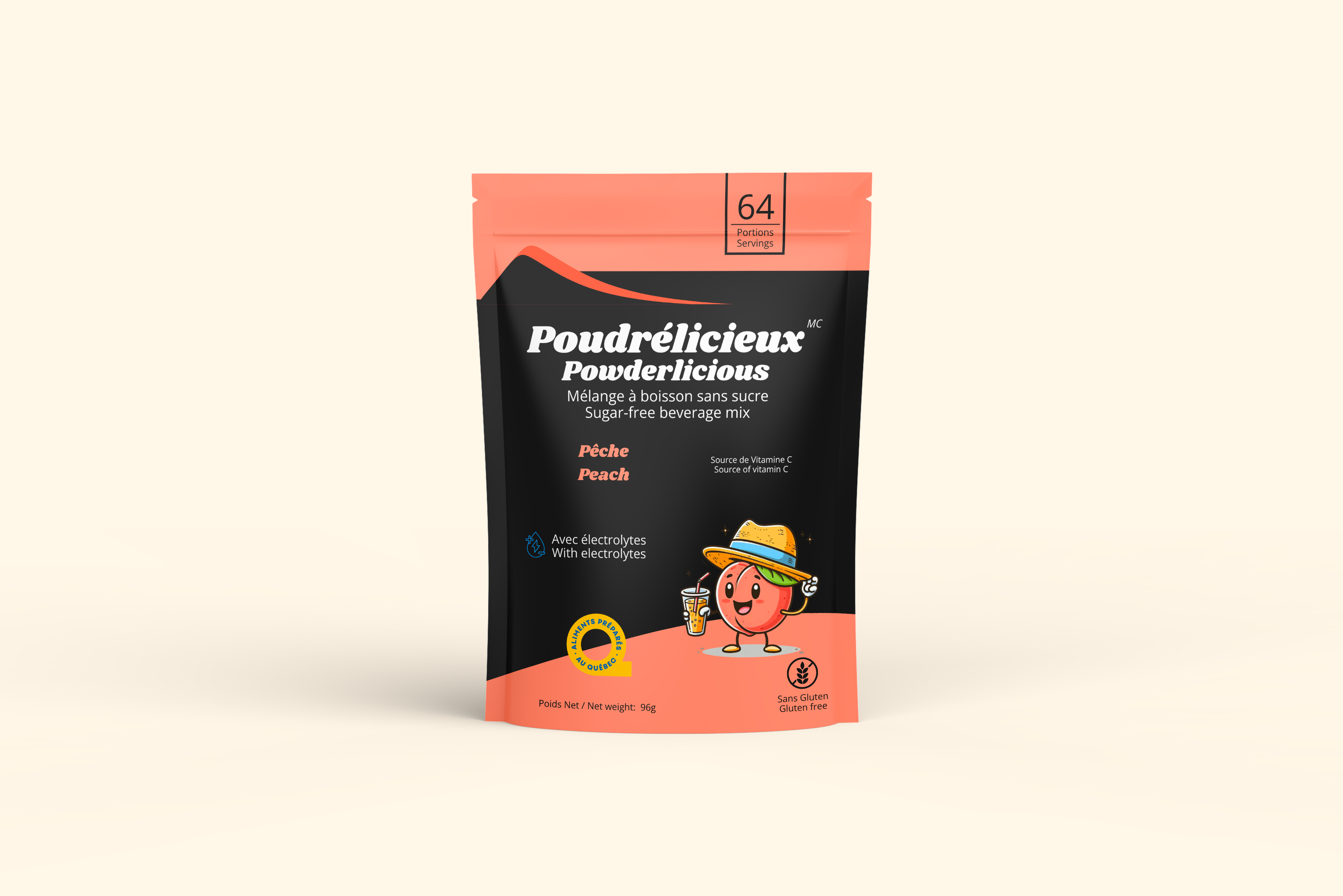 Pêche | Mélange à boisson sans sucre | 64 portions