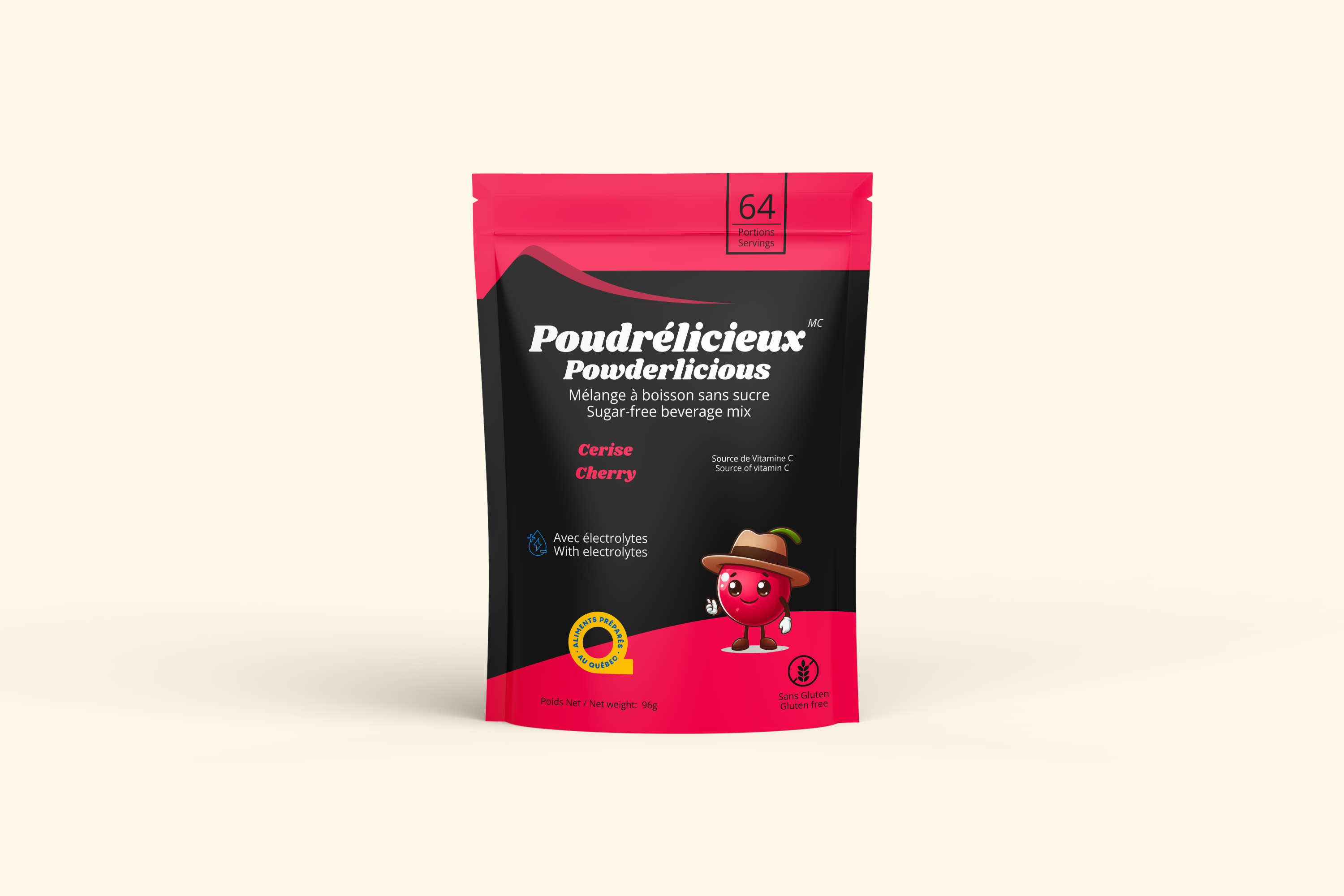 Cerise | Mélange à boisson sans sucre | 64 portions